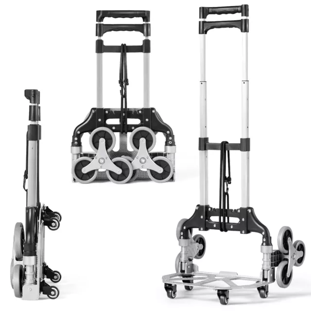 80KG Heavy Duty Foldable Hand Sack Truck Trolley Aluminium Stair Climbing Cart