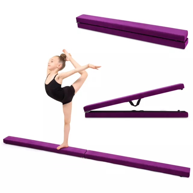 Foldable Gymnastics Balance Beam 7FT Training Beam Portable Kids Adult Home Gym