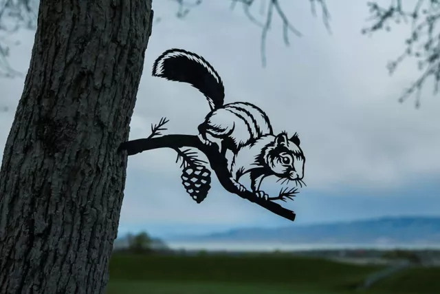 Chipmunk Decoration | Garden Art | Backyard Art | Tree Art | Silhouette Art