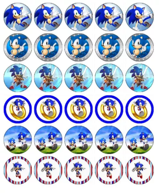 SONIC THE HEDGEHOG Cupcake Toppers Edible Wafer Paper Cake Decorations 30 #1