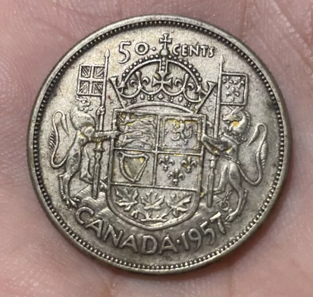 1957 Canada 50 Cents Silver Coin Elizabeth II