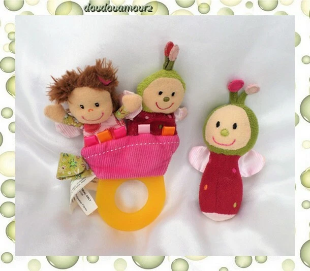 Doudou Anneau Dentition Poupée Grelot + Petit Hochet Coccinelle Liz Lilliputiens