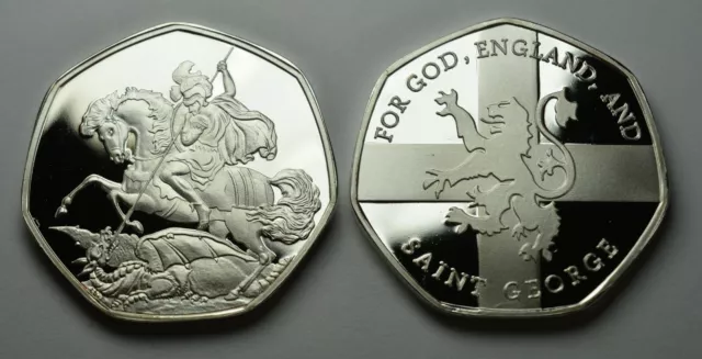 ST GEORGE & THE DRAGON Silver Commemorative. Patron Saint, England