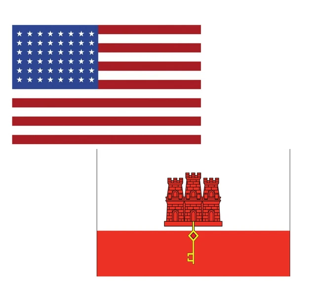 3'x5' Polyester USA & Gibraltar Flag Set; One Flag for Each Country