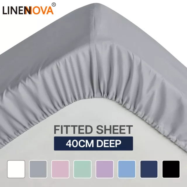 Hotel 100% Cotton Deep Soft Fitted Sheet Cover King/Queen/Double/King Single Bed