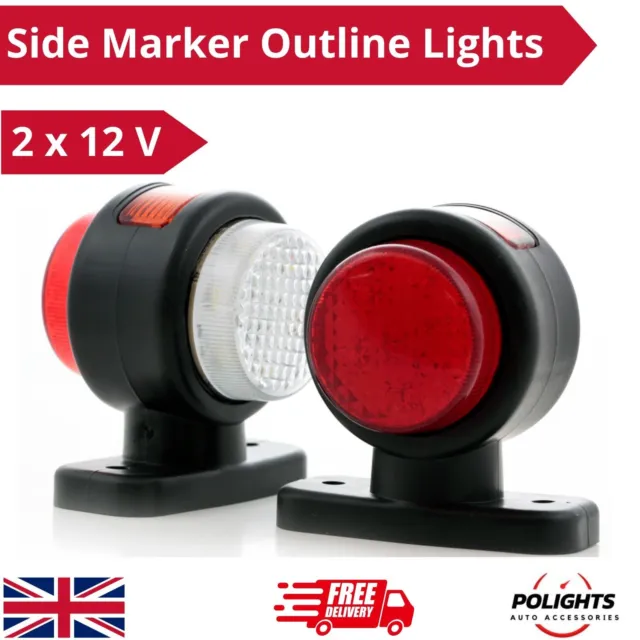 LED Seitenmarkierungsleuchten Routine Stiel Oval Abstand Lampe rot/weiß/orange 2 x 12V