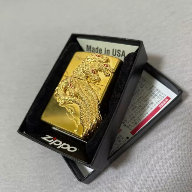 Zippo Oil Lighter YamatanoOrochi Large Snake Dragon Gold From Japan