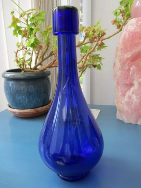 Italian Cobalt blue glass bottle "Acqua della Madonna"