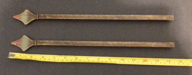 2 Vintage Swing Arm Curtain Rod Extenders, Pointed Design