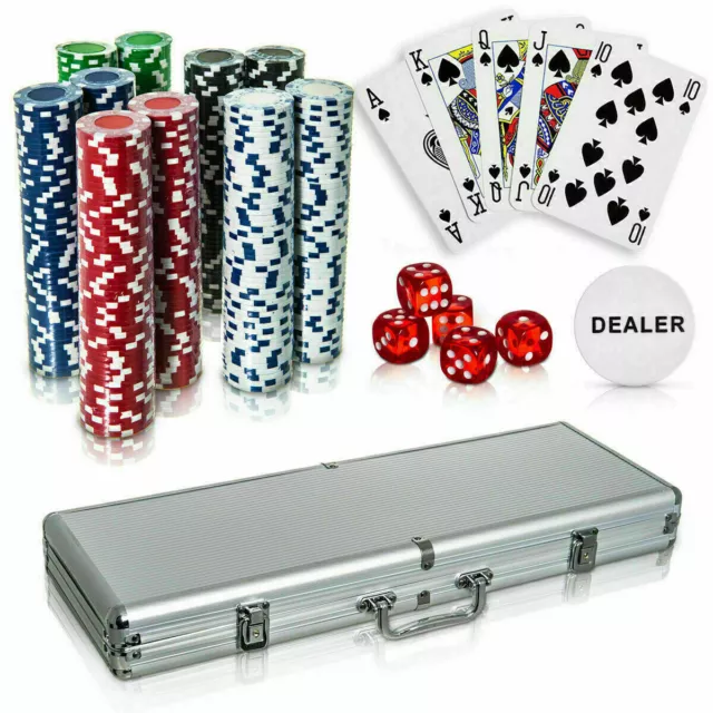 Poker Set 300 500 Pcs Laser Chips Texas Hold Em Cards Dice Decks Casino Game UK