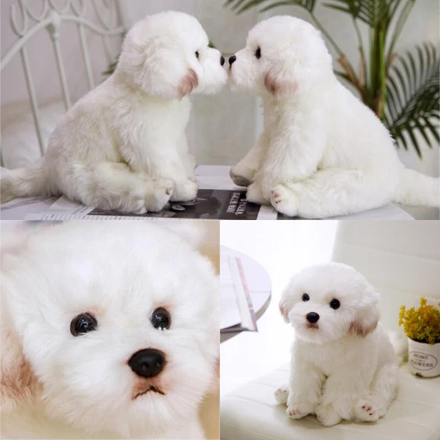 WHITE MALTESE DOG Plush Toy Long Haired Stuffed Animal Ideal For