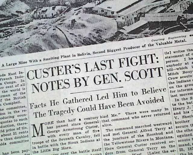 Custer's Massacre Battle of Little Bighorn Sioux Indians REVISITED1935 Newspaper