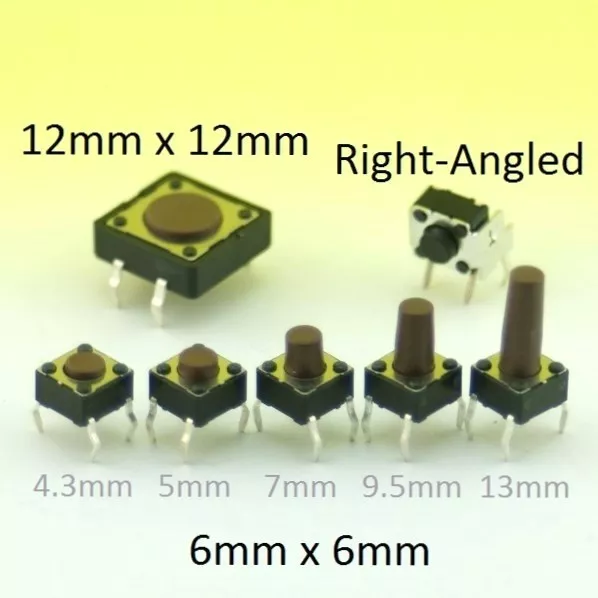 Momentary Tactile Switch SPST Push Button Miniature Micro PCB Mounted