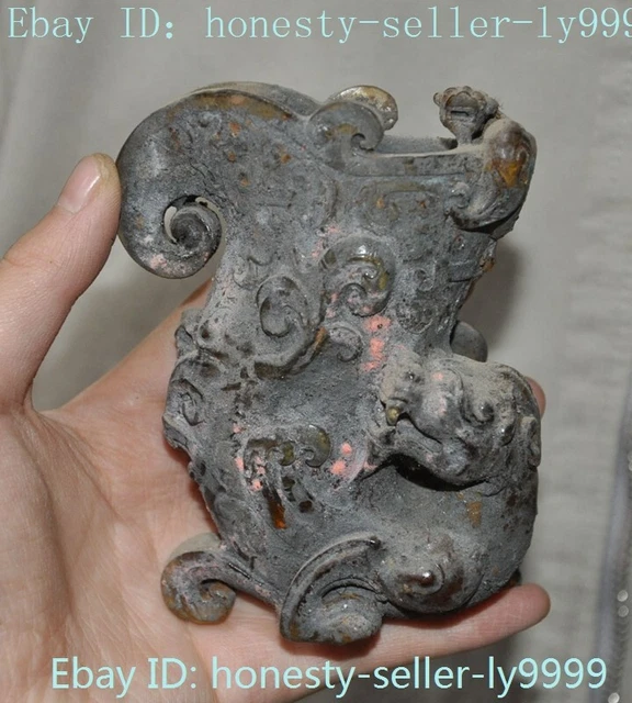 3.6"Old China Glass Carved Sacrifice Fengshui Beast Goblet wineglass cup