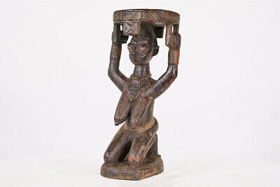 Yoruba Female Caryatid Stool 25" - Nigeria - African Art