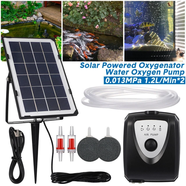 SOLAR SAUERSTOFFPUMPE TEICHBELÜFTER Gartenteich Aquarium Luftpumpe