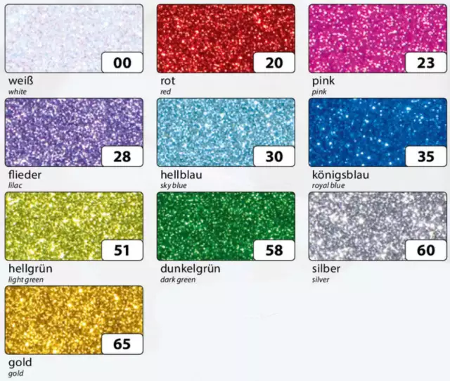 1 Bogen Glitter Moosgummi Schaumgummi selbstklebend 20x29cm Glitzer