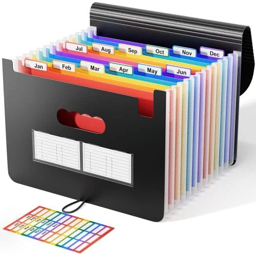 Accordian File Organizer,12 Pockets Expanding File Folder,Portable E...