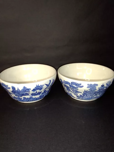 Vintage Churchill England Sugar Bowls, Blue & White Transfer Ware, 10cm Diameter