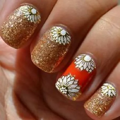 Nail Art Stickers Decals Transfers Vintage Flowers Roses Nail Art Metallic Gold 2