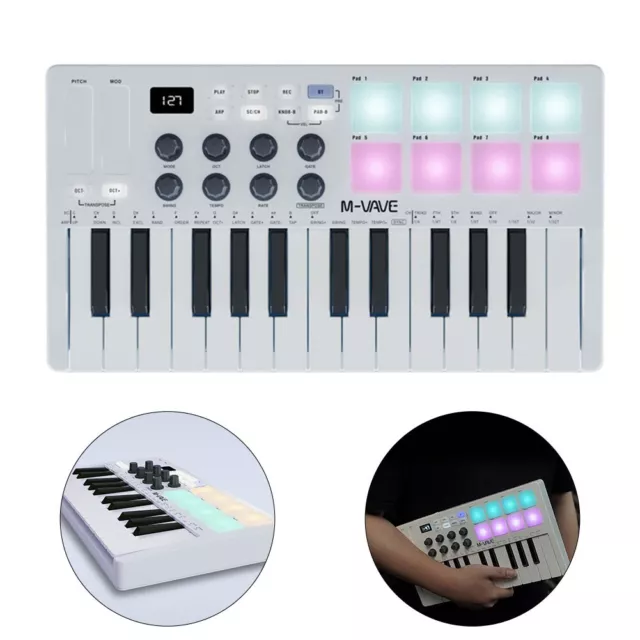 Kompakter MIDI Keyboard Controller 25 Slim Keys 8 Drum Pads Knöpfe enthalten