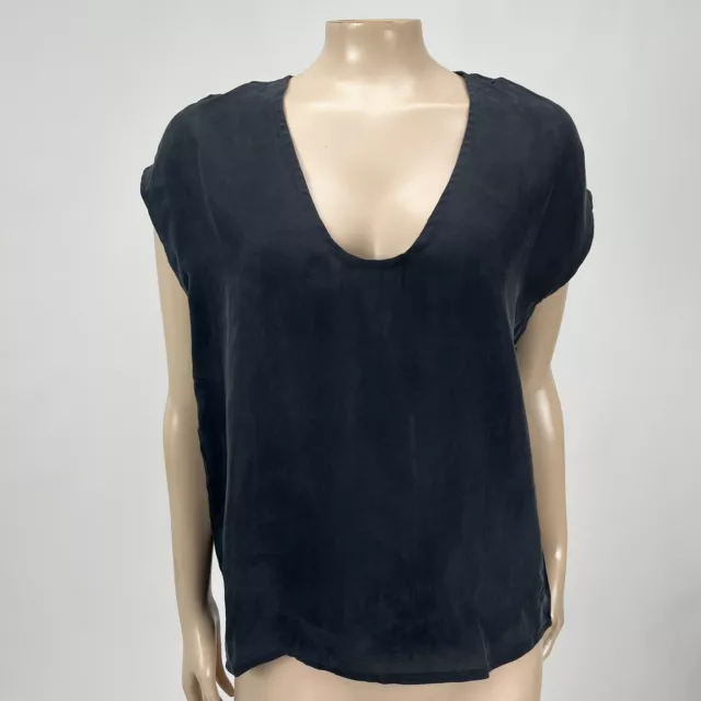 NEW Three Dots Women's Black Sleeveless Scoop Neck Blouse Top Shirt Small RR21