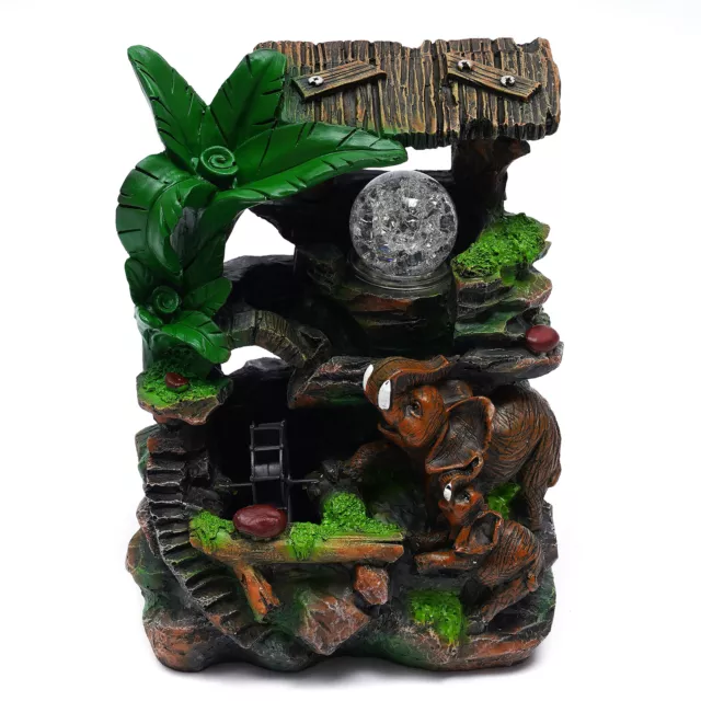 Rockery Fountain Waterfall Feng Shui w/LED Light Office Home Tabletop Decor