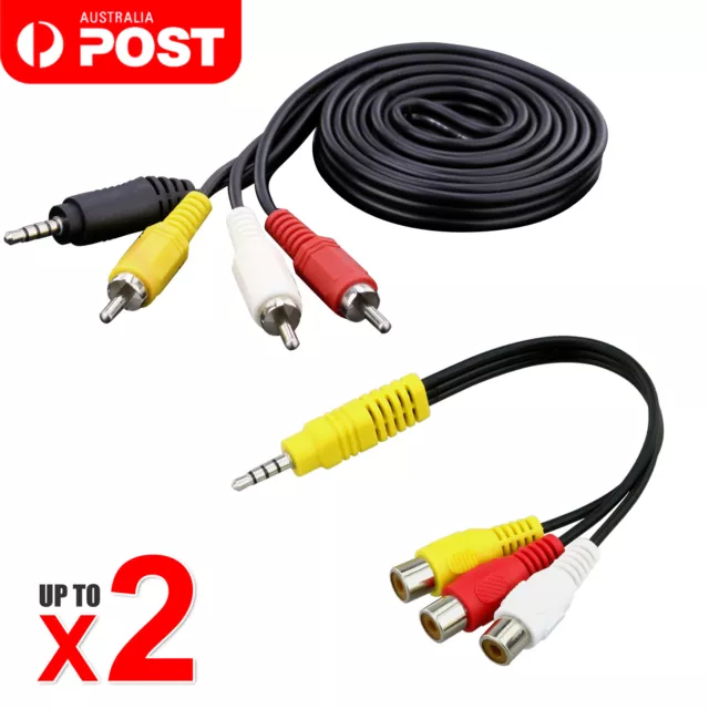 AUX 3.5mm to 3RCA AV Audio Video Male/Female Converter Cable DVD TV Cord Adapter