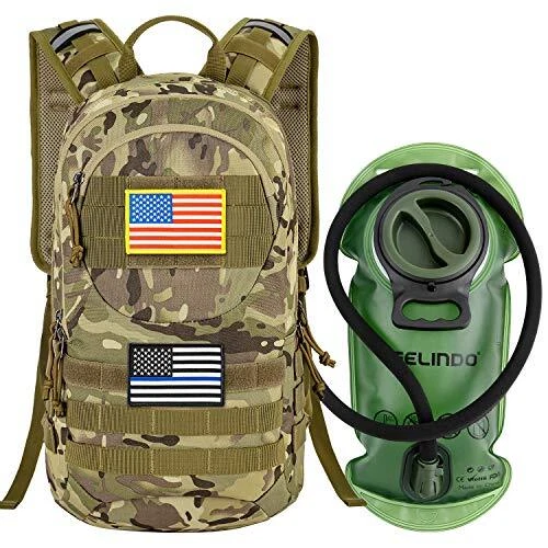 Hydration Pack Backpack, 900D Tactical MOLLE Daypack with Quick-Release Cp-tan