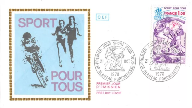 Enveloppe FDC FRANCE SPORT POUR TOUS 1978 BLANZAC PORCHERESSE n2