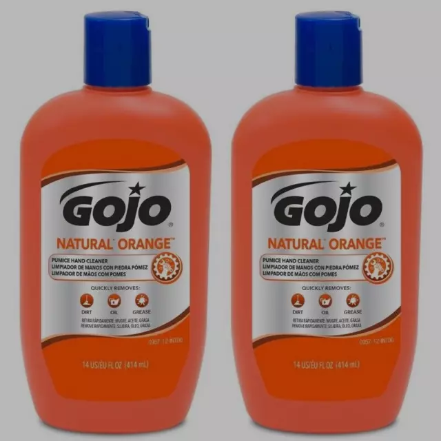 2 ~ GOJO Naranja Cítricos Bomba LIMPIADOR DE MANOS Jabón Grasa Resistente Aceite Alquitrán 14 oz