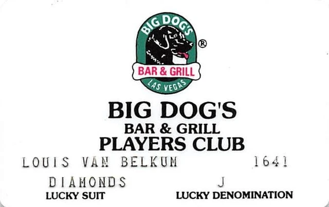Big Dog's Bar & Grill - Las Vegas, NV - RARE 2nd Issue Slot Card