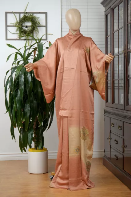 Dear Vanilla Japanese Silk Homongi Kimono Women's Authentic Japan Vintage Mint