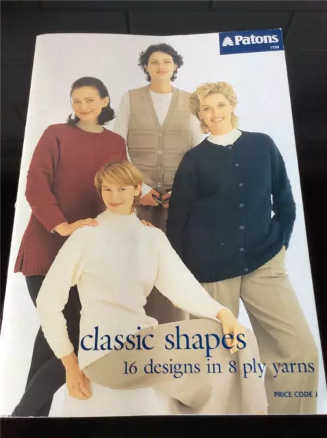 Patons Classic Shapes 8 Ply Knitting Pattern Book 1158  16 Designs 8 Ply