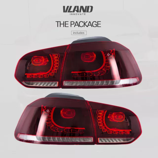 VLAND LED TAIL Lights For VW GOLF MK6 GTI R 2010 2013 Cherry Red