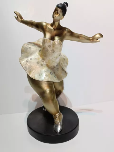 Cute Large Fat Ballerina Statue Figurine Bronze Colour Body Perfect Gift Quirky