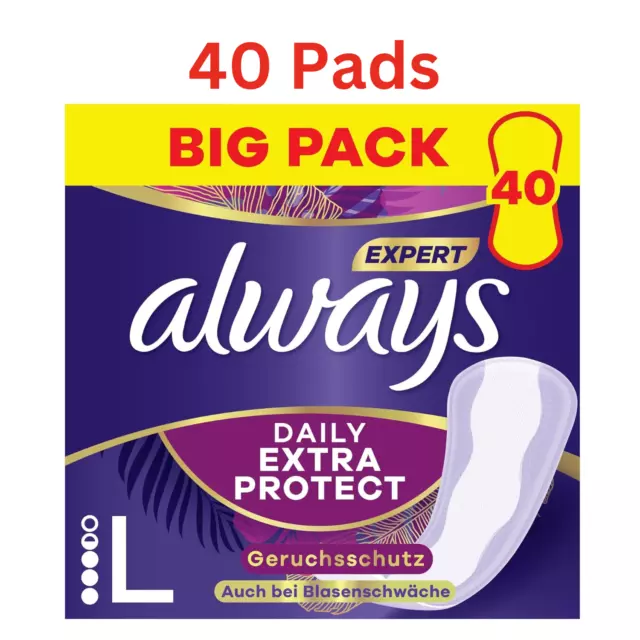 Always Dailies Extra Protect Slipeinlagen Damen, Long Giga Pack (40 Binden)