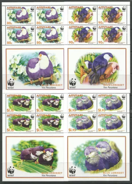 Stamps-Aitutaki. 2002. Wwf – Endangered Species Set IN Kleinbogen. Sg : 717/20