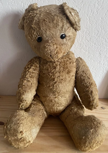 OURS ANCIEN PELUCHE 54 CM REMBOURRAGE PAILLE VINTAGE 1950 OLD TEDDY Bear M389 Imgx500 1239
