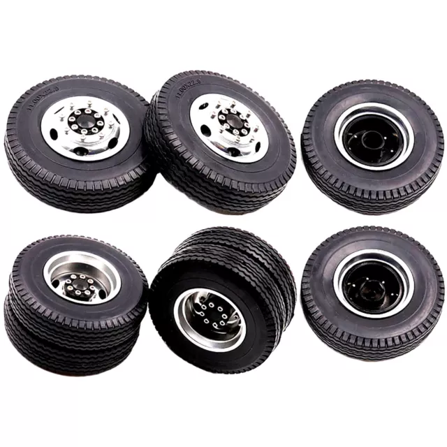 Aluminum alloy Front Rear Metal Tires Hubs Wheel Kit for 1/14 Truck RC Model Car 3