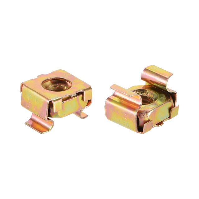 M6 écrous cage pour rack serveur, acier au carbone zingué jaune 10Pcs