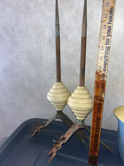 vintage rooftop lighting rods, plastic / celluloid, 1900s