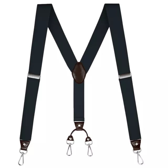 Buyless Fashion Suspender Men - 48 Elastic Strap 1 1/4 - Y Back with Metal Hooks