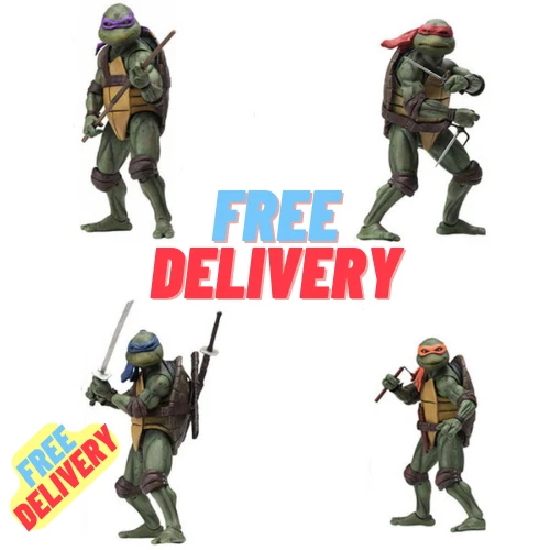 Ninja Turtles 7” Action Figure 4 Pcs Neca Teenage Mutant Statue Gift 1990/Movie.