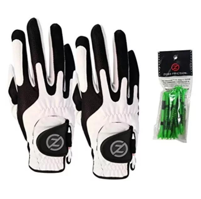 Zero Friction Men's Cabretta Elite Golf Glove 2 Pack, Incl Tee Pack Right Hand.