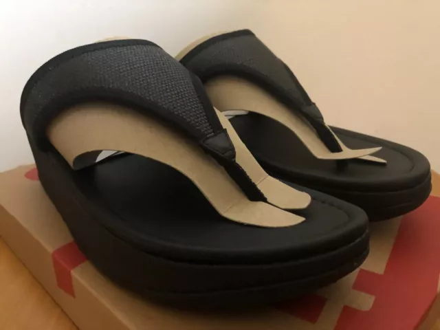 FitFlop Women's Lulu Sleek Straw Raffia Toe-post Sandals - Black Size 6.5 UK