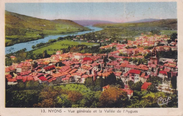 Antique Old Postcard NYONS DROME General View Aygues Written