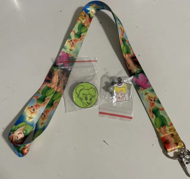 Disney Tinkerbell Only Pins lot of 2 W/LANYARD