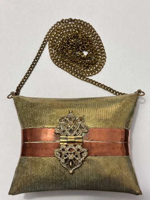 Minaudière Ancienne Laiton – 12 X 9 Cm – Accessoire Poupée Vintage – France 1900