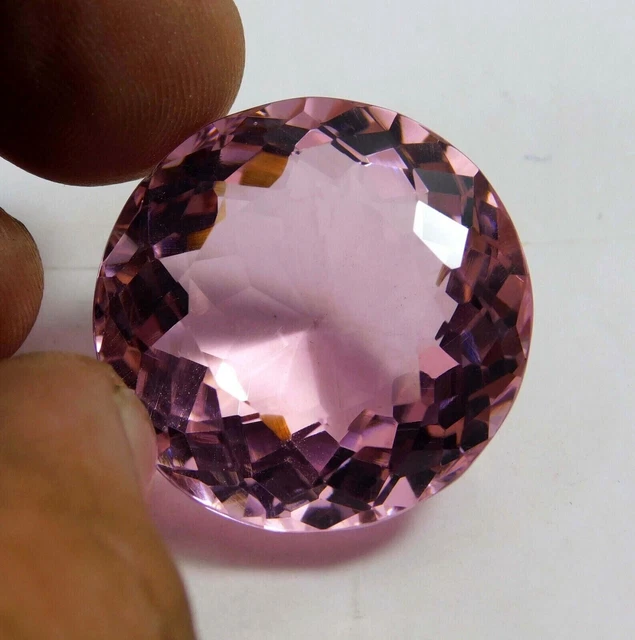 Grand Kunzite Rose 62,55 Ct. Pierre précieuse ronde à facettes pour bague...
